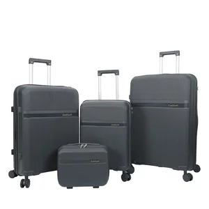 4 Piece Lightweight 16 Inch Polypropylene Suitcases PP Sport Plastic Portable Travel & Cosmetic Trolley Boarding Case