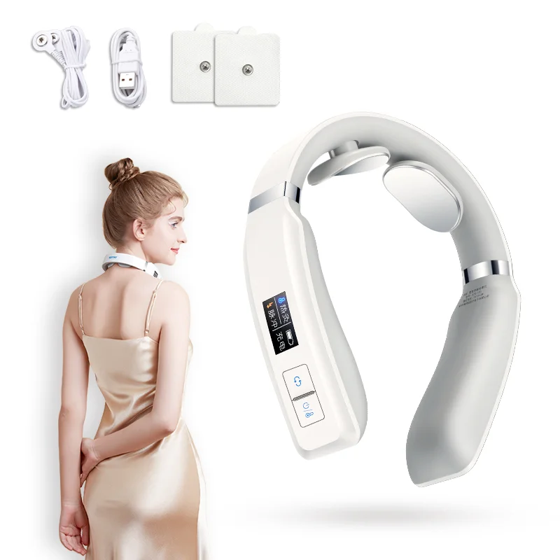 U Shape Remote Control Mini Electric Wireless Portable Pulse Vibrating Smart Neck Cervical Massager