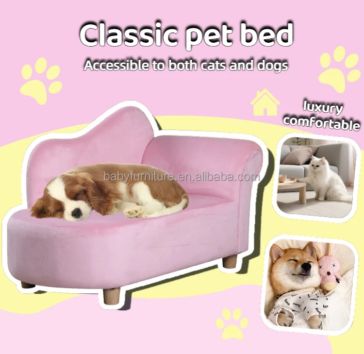 Handmade luxury plush dog bed breathable and comfortable pet furniture custom cat sofa bed