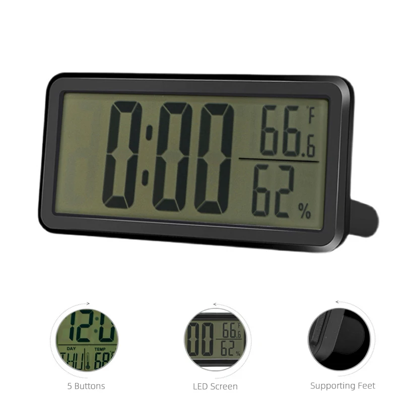 2024 Big LCD Display Modern Multifunction Desk Table Digital Electronic Simple Style Home Decoration Alarm Clock