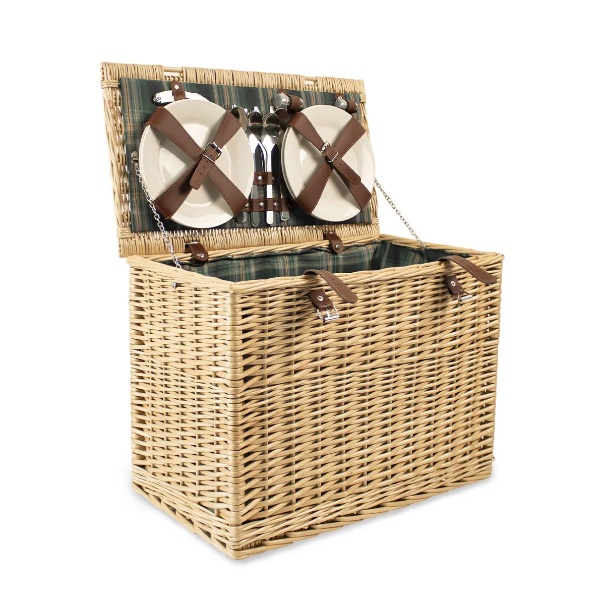 Custom Wicker Handwoven Outdoor Travel Essentials Picnic Set For 4