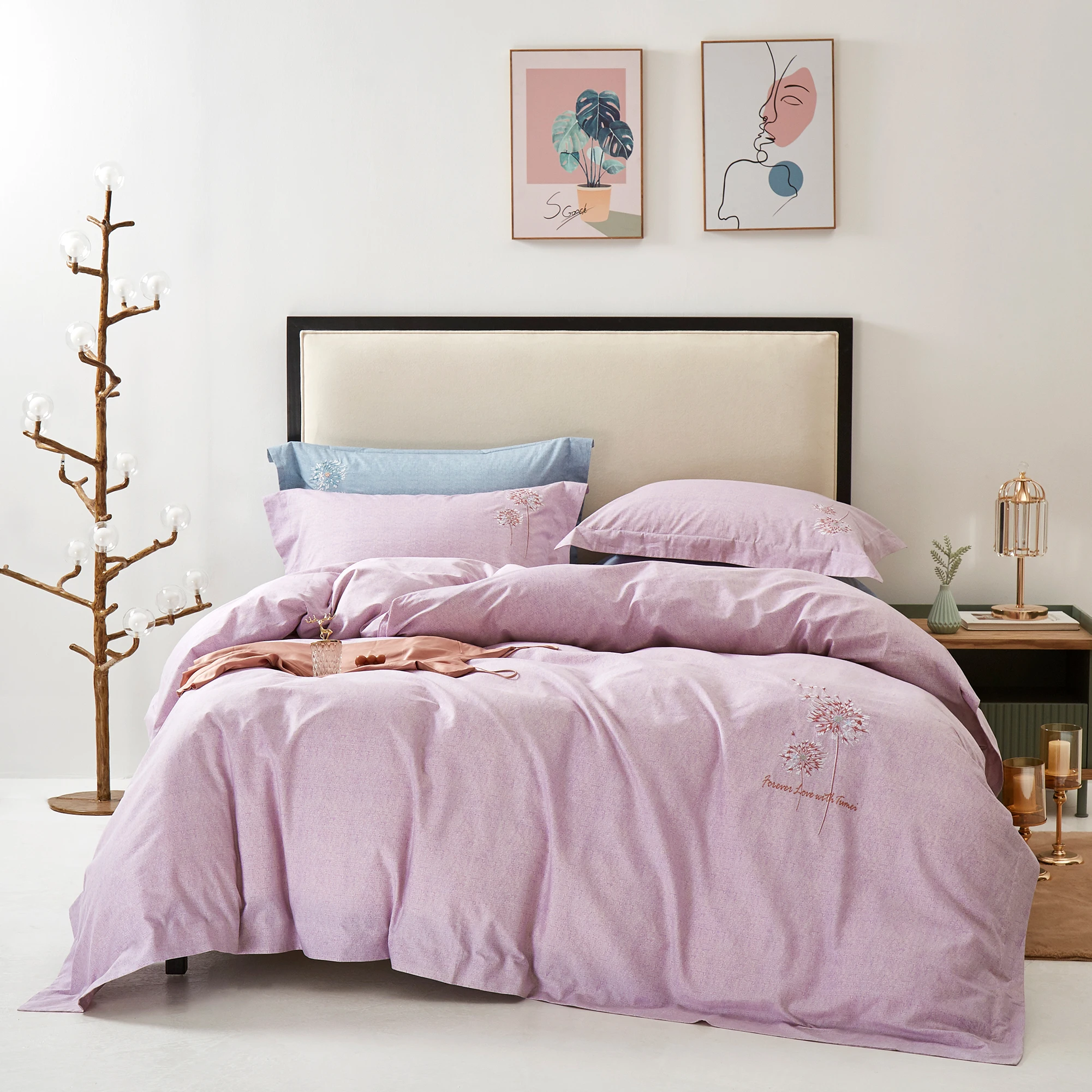 lilac brushed cotton duvet cover