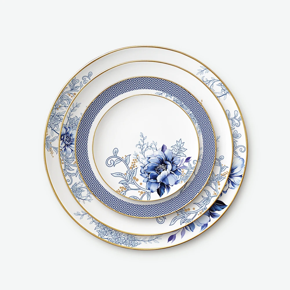 Ceramic Traditional Chinese Blue Flower For Hotels Porcelain Dishes ...