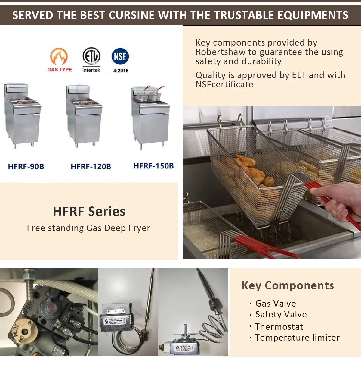 High quality ETL certificated restaurant free standing fryer gas fryer commercial gas deep fryer for restaurant