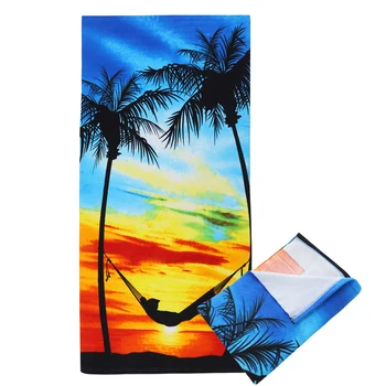 A Large Fresh Stock Custom Dry Quickly Printed Microfiber 100% polyester Beach Towel With Low Price