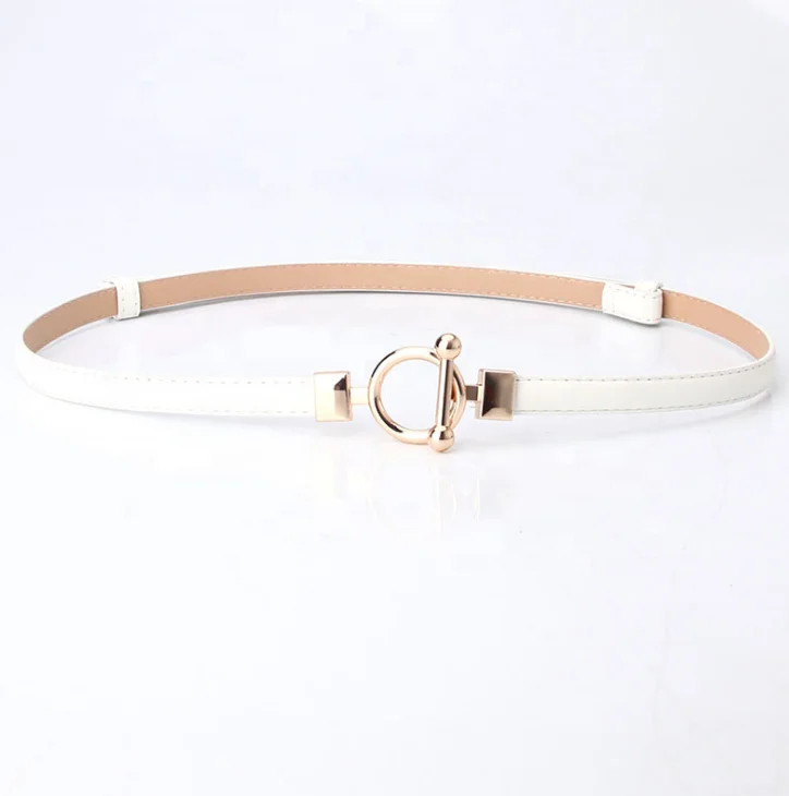 Распродажа полностью регулируемый однотонный простой дизайн тонкий пояс из искусственной кожи с золотой пряжкой шикарным дизайном