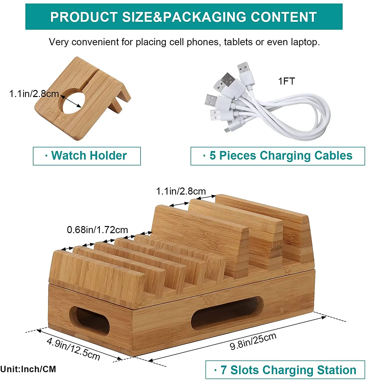Desktop Organizer Multiple Device Storage Racks Wooden Mobile Phone Charging Station