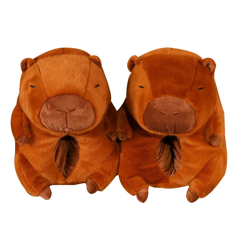 Pantofole Invernali Capibara In Peluche Caldo - Unisex, Suola Antiscivolo In PVC, Modello Chiuso, Taglia UK-6.5 (CN 40-41) Per Piedi 25,5 Cm - 3