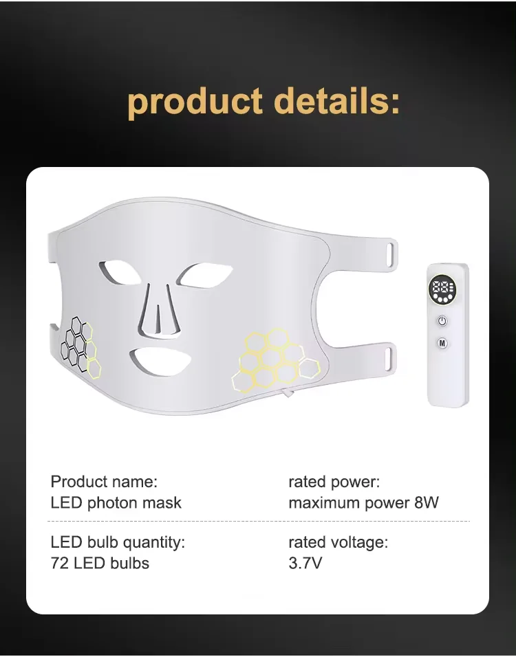 4 Color Infrared Photon LED Face Red Light Therapy Device Led Facial Infrared Light Therapy Silicone Facial Led Face Mask