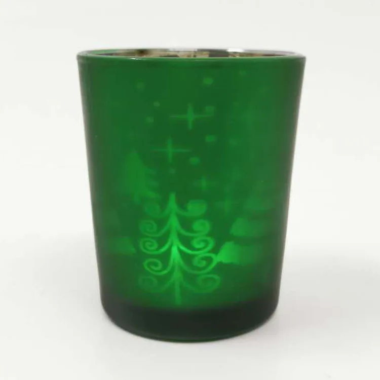 Wholesale personalised christmas led colored glass decoration tealight candle cup holder modern factory