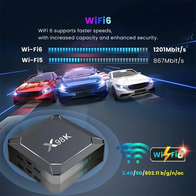 New Arrival X98K TV Box Android 13 WIFI6 Quad Core RK3528 8K H.265 Android Tv Box X98K Set Top Box