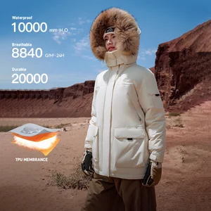 PELLIOT Women's Winter Warm Parka Down Jacket 700 Filling Power Goose Down Outdoor Hiking Waterproof With Fur Hood Down Coat