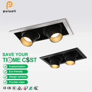 High Quality 20W Indoor LED Spotlight White 15-60° Adjustable Square Ceiling Recessed Energy Saving for Office Hotel MR16/GU10