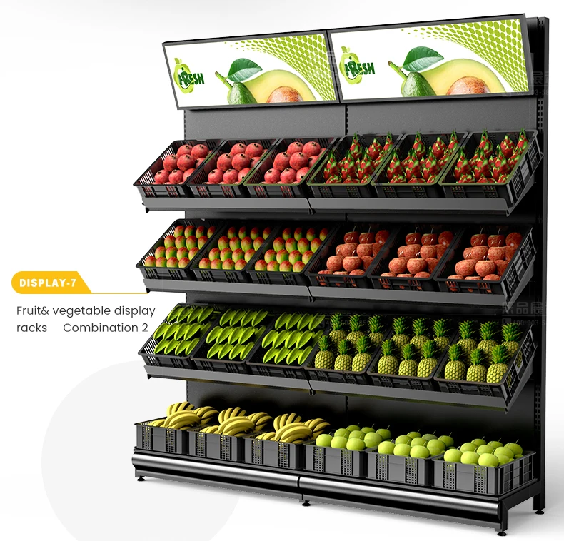 Fruit Shop Display Rack Supermarket Fruit And Vegetable Rack Gondola 4