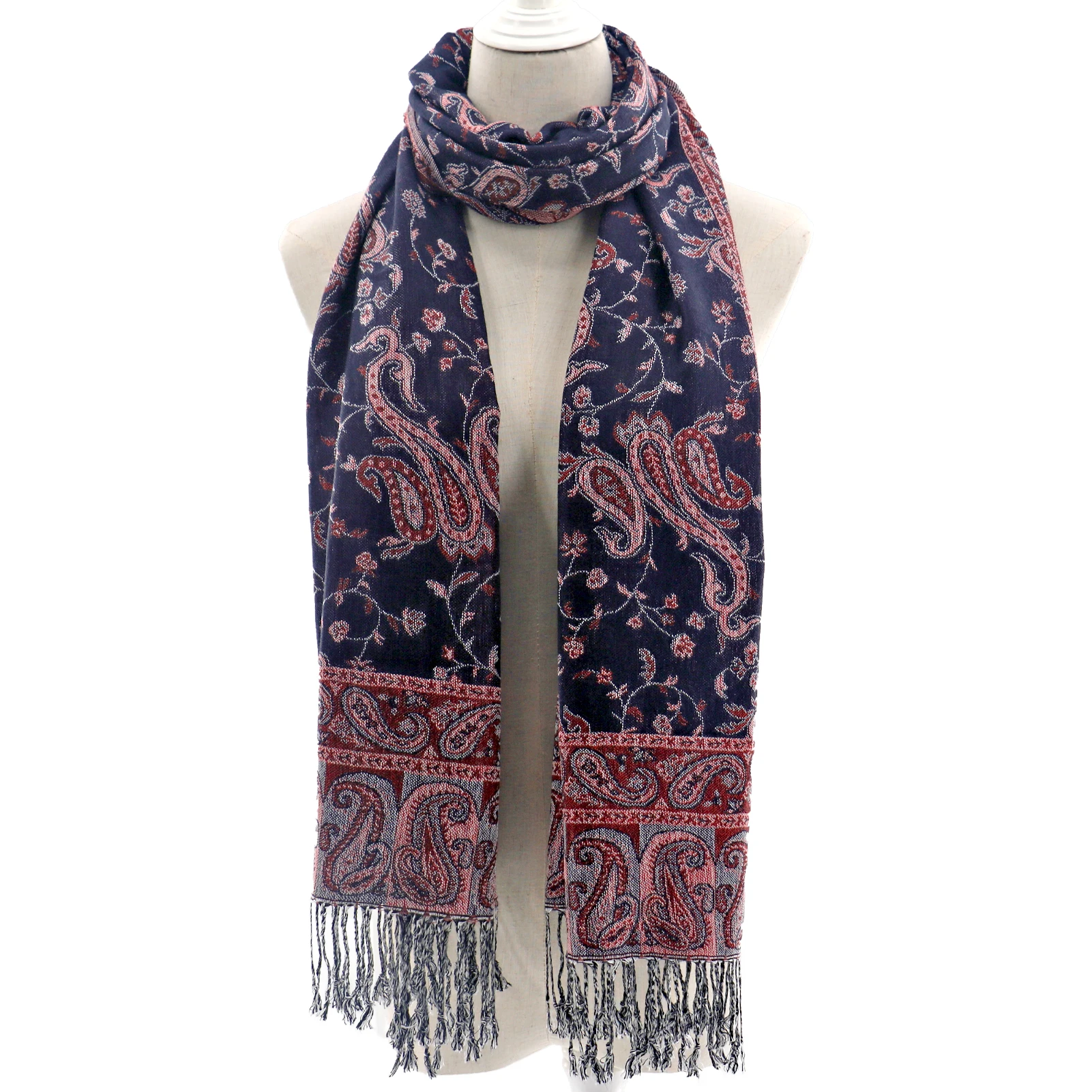 2022 Luxury Winter Shawls Pashmina Purple Paisley Scarves Warm Thick Pashmina Wraps Designer