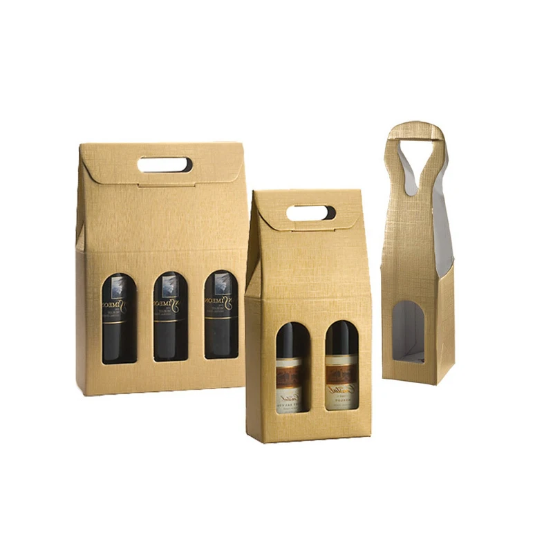 Custom Cardboard Carton Mailer Wine Glass Bottle Storage Packaging Gift Box Wine Corrugated Shipping Box With Handle