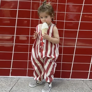 Wholesale Favorable Price Summer Children Turtleneck Sleeveless Cool 100% Cotton Unisex Knitted Baby Rompers