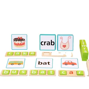 2026 Children Early Education Enlightenment Puzzle English Word Spelling Game Parent-child Interaction Kindergarten Wooden Toys