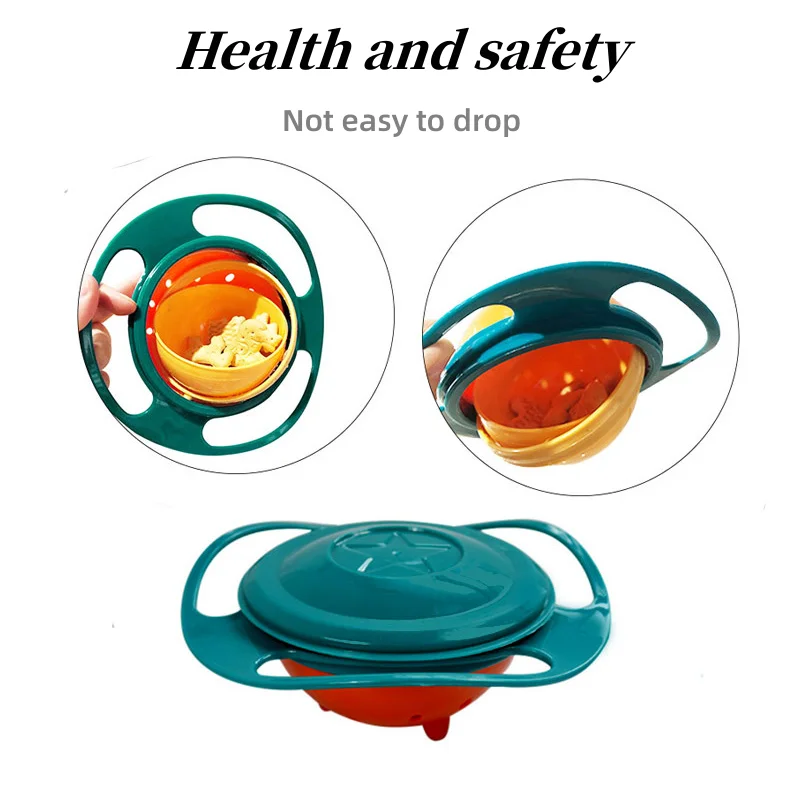 Food Grade 360 Rotating No Spill Plastic Snack Bowl Baby Feeding ...