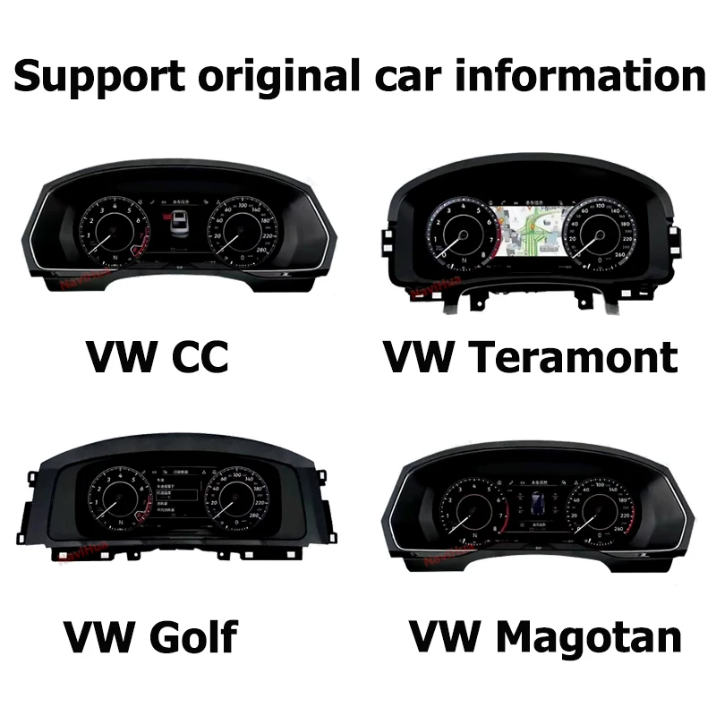 For NaviHua Digital Dashboard Panel LCD Monitor Car Instrument Cluster Speedometer Gauges Volkswagen VW for Passat B8 CC
