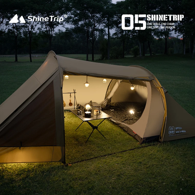 SHINETRIP トンネルテント サンドカラー Shinetrip 05 Series Ultralight Camping Tent with Shade Canopy