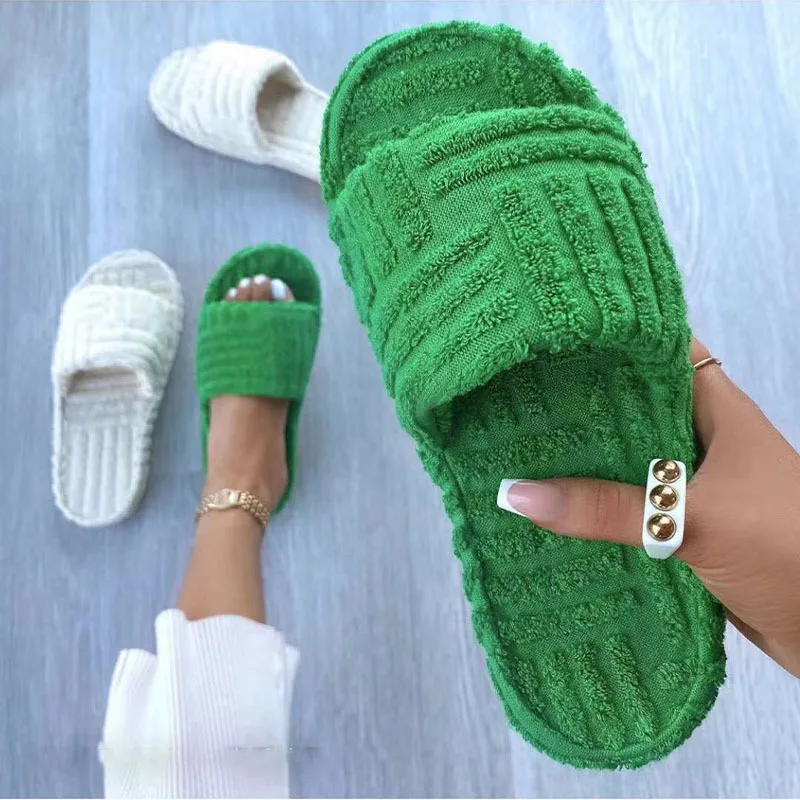 fuzzy platform sandals