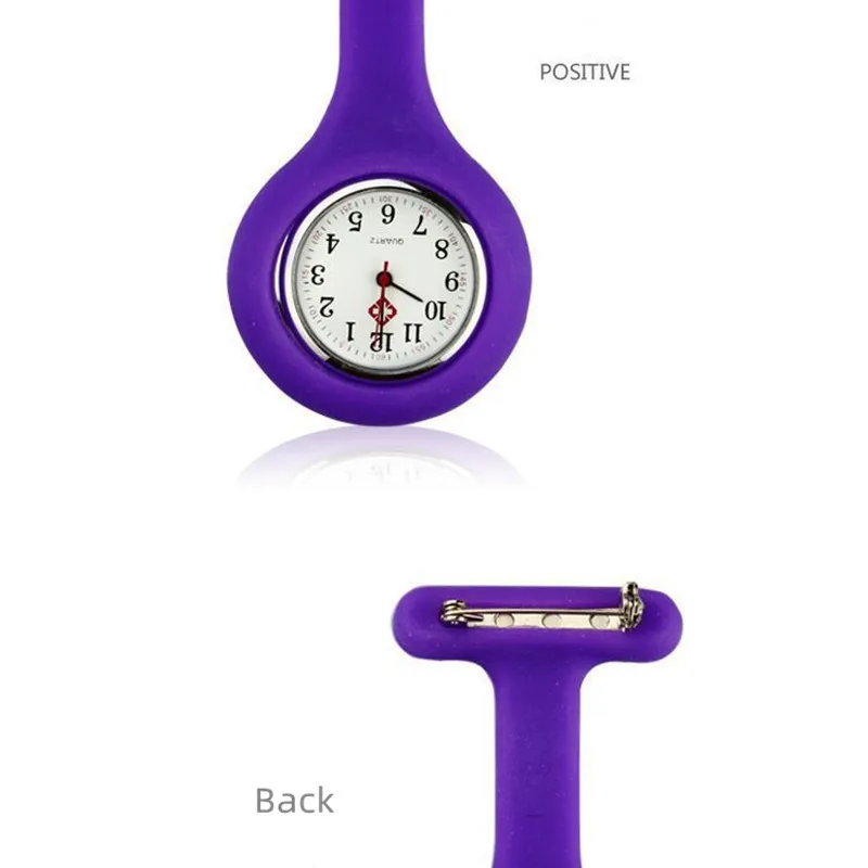 Save Big On Bulk Silicone Nurse Watches Clip On Watch For Nurses: Round Silicone Nurse Fob Pocket Watch With Alloy Brooch Candy Color Jelly Medical