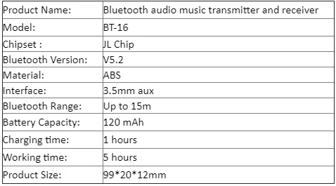 2023 HG Bluetooth 5.2 Transmitter and Receiver 2 in 1 Wireless 3.5mm Bluetooth Adapter Aux Bluetooth Audio Car Adapter