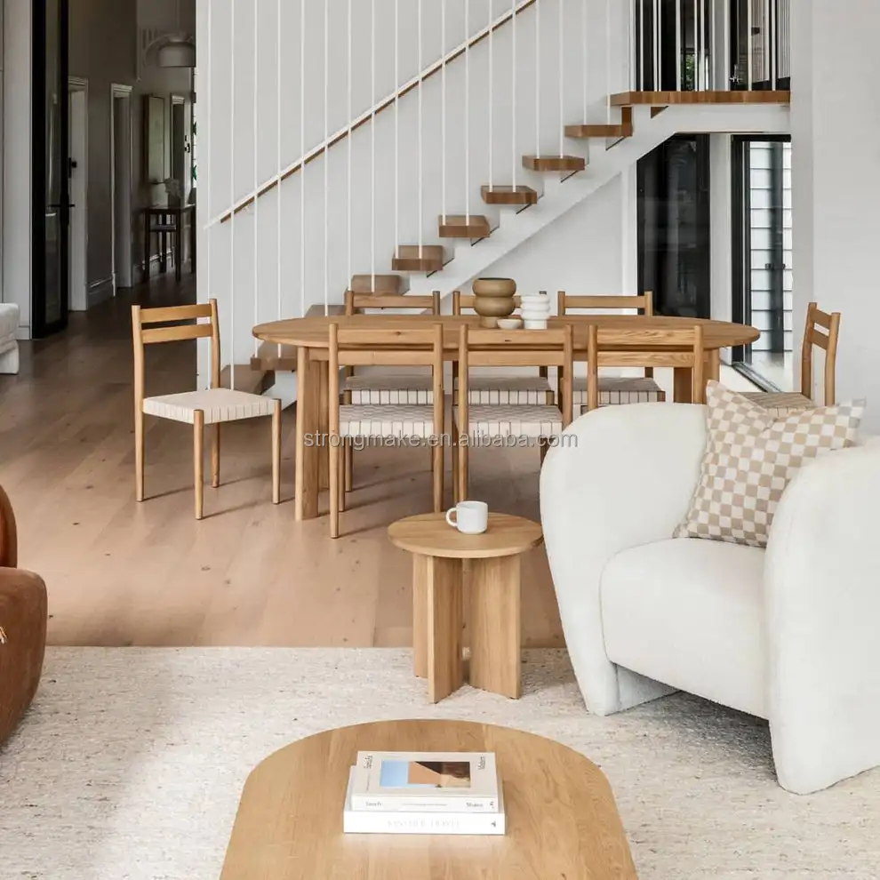 Luxury Modern Oval Nordic Living Room Furniture Edge Wooden Oak Side ...