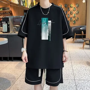 New Embroidered Drawstring Knitted 100% Polyester Fiber Chinese Pattern Loose-fitting Short-sleeved T-shirt, Casual Style