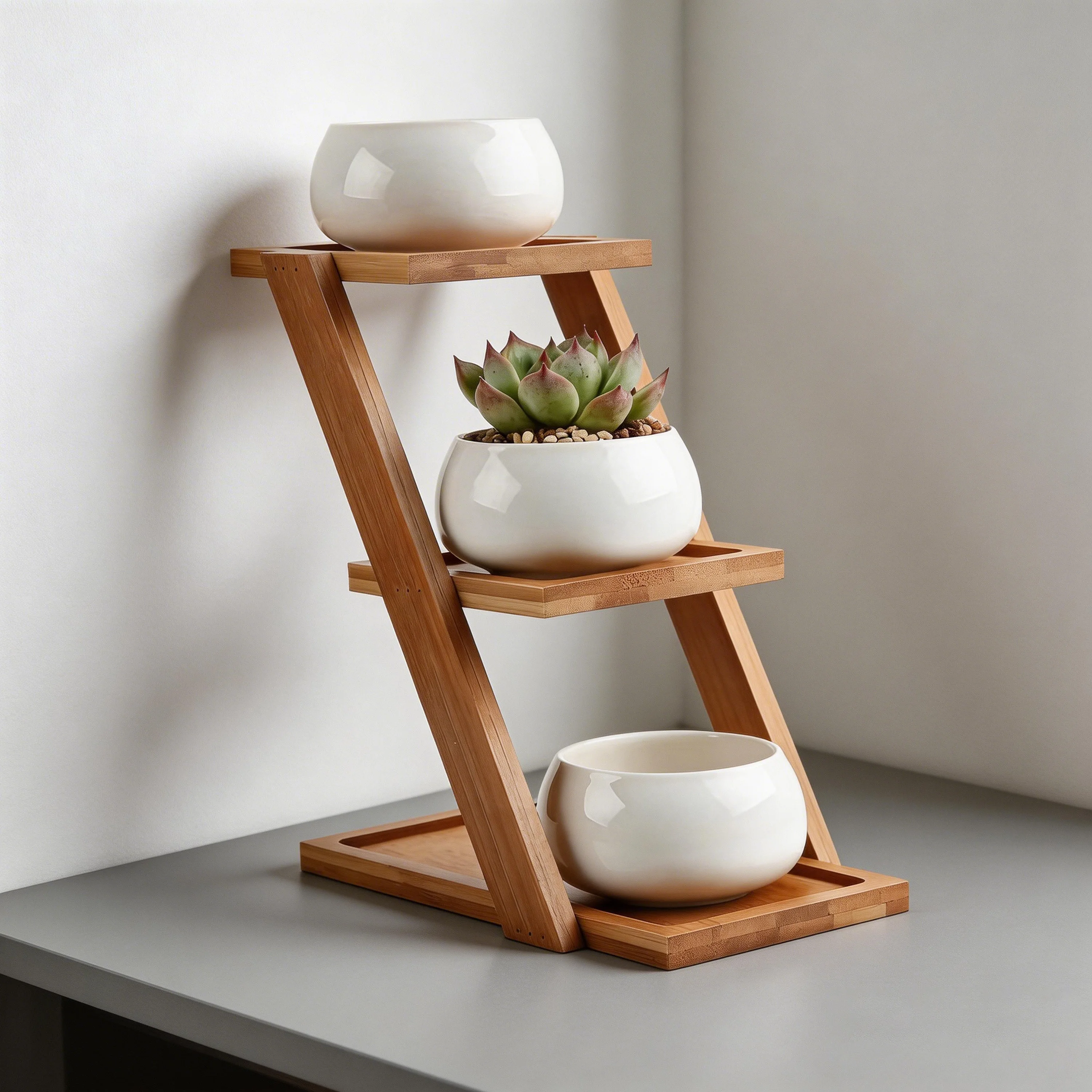 Plant Stand Tabletop Succulent Planter Shelf Mini Desktop Flower Pot Holder for Home Office Balcony Decor Tiered Display Rack