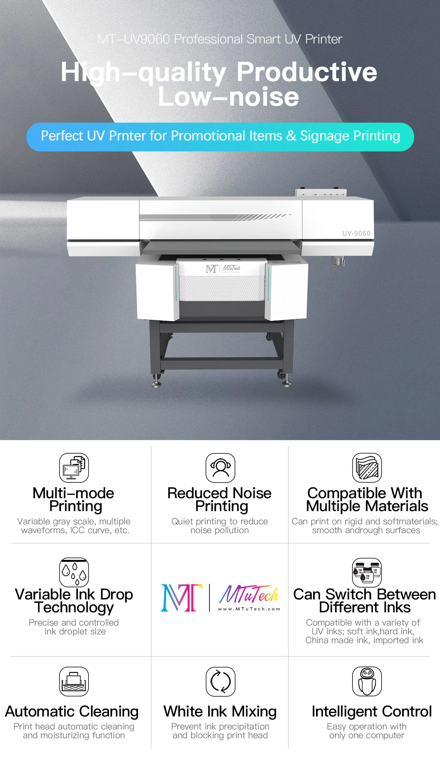 MTuTech UV Direct Printer 9060 for Promotional Items & Signage | 1200 ...