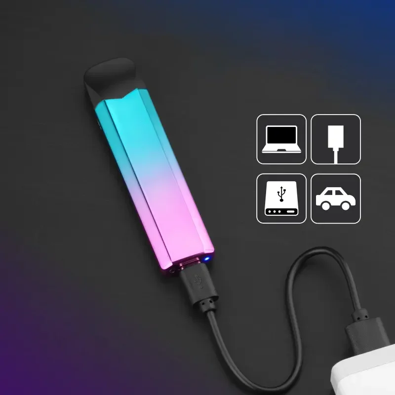 Lightweight Colorful Rechargeable Lighter Open Cover Burning Portable Multi-color Double-sided Cigarette Lighter