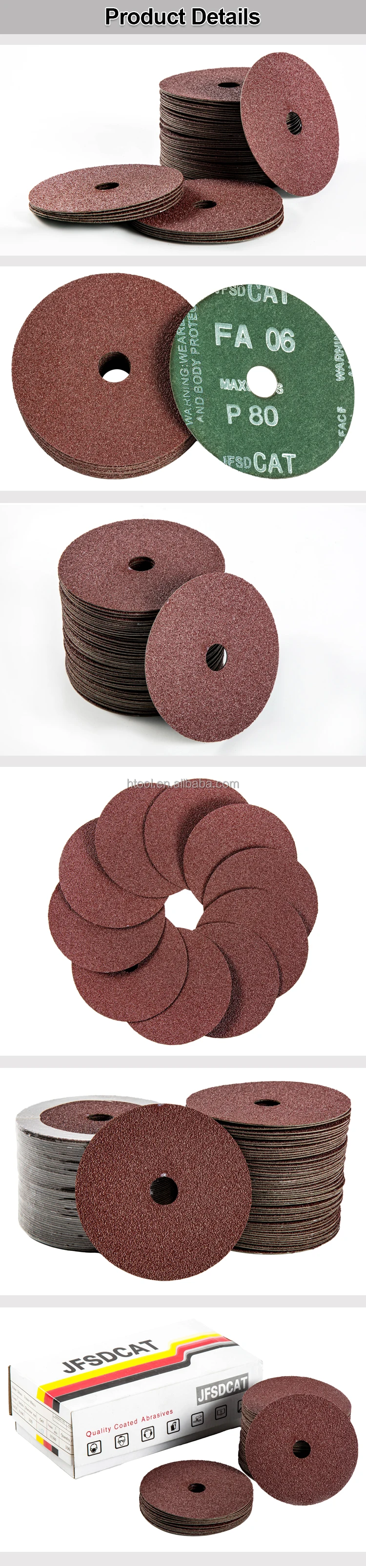 Industrial Aluminum Oxide Round Abrasive Fiber Sanding Discs With