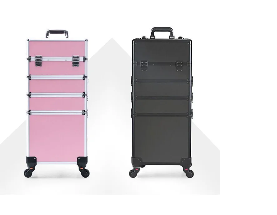 Makeup Trolley Suitcase Detachable 4in1 Travel Briefcase for Nail Manicure  on Wheels Lockable Salon Large Capacity Storage Case