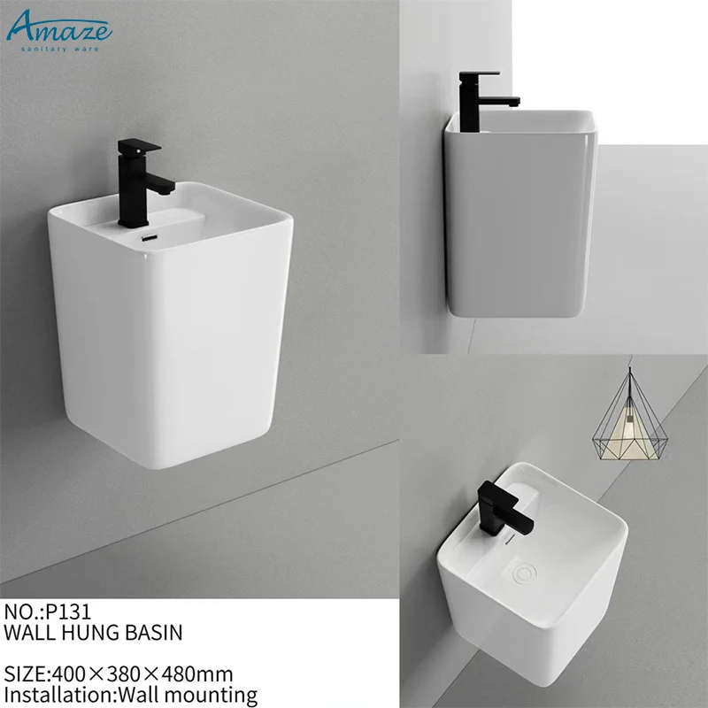 European standard sanitary ware customized hotel wall mounted ceramic sink bathroom wall-hung basin sink manufacture