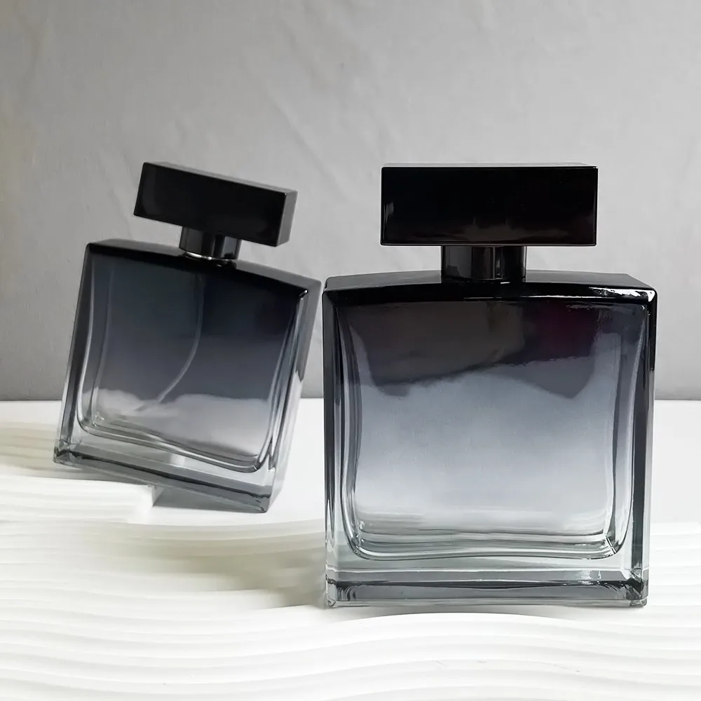 Custom Logo Square 50Ml Gradient Black Gradient Color Portable Travel ...