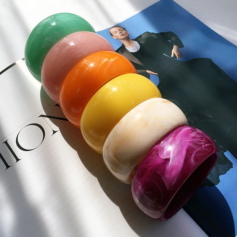 UJBOX Wide Chunky Acrylic Bracelets for Women Colorful Plastic Wrist Jewelry Accessories aperçu 6
