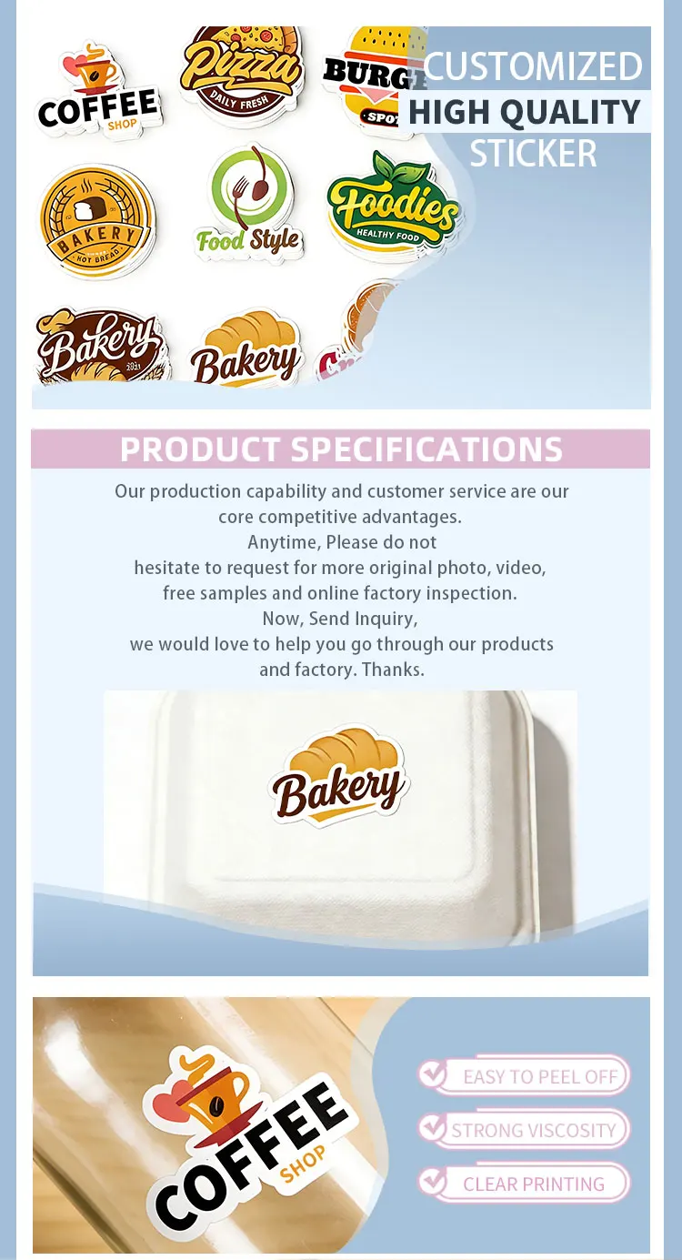 Custom Adhesive Stickers CMYK Color Vinyl Coated Paper Hologram Waterproof Die Cut Sticker for Candle Craft Packaging factory