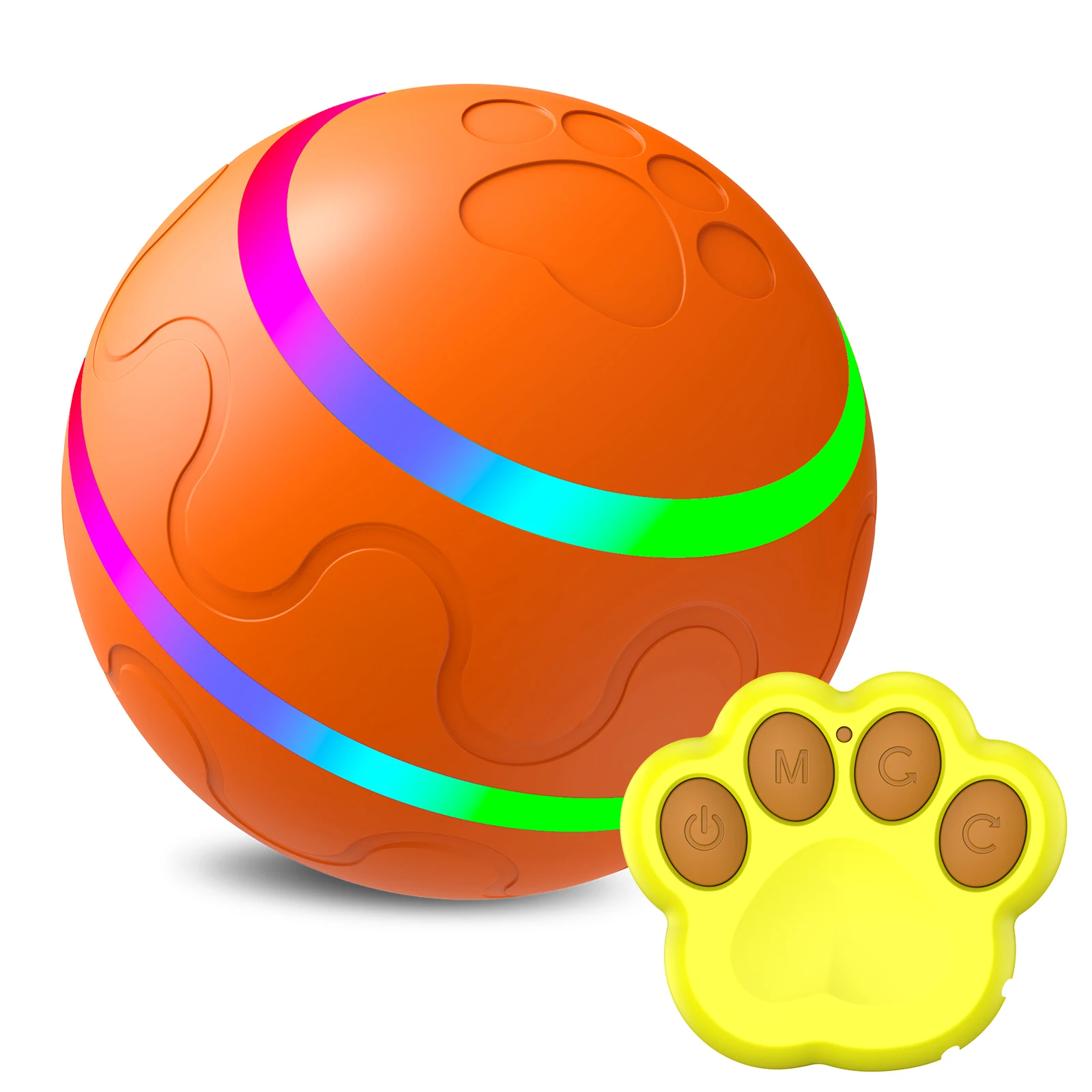 Smart Pet Toy Rolling Ball With Remote Control for Cat Dog Motion Activated Led Light USB Rechargeable Interactive Dog Toy Ball
