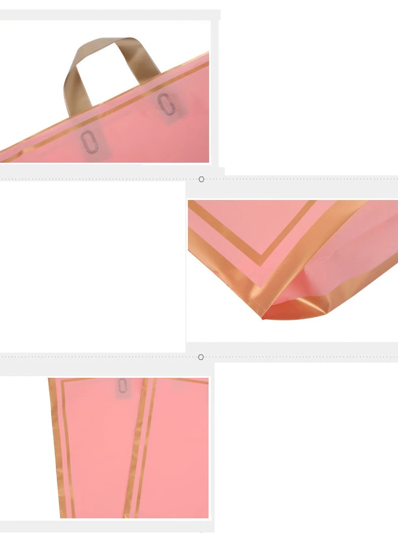 High Quality Custom Printed Logo Pink Shopping Clothes Packaging