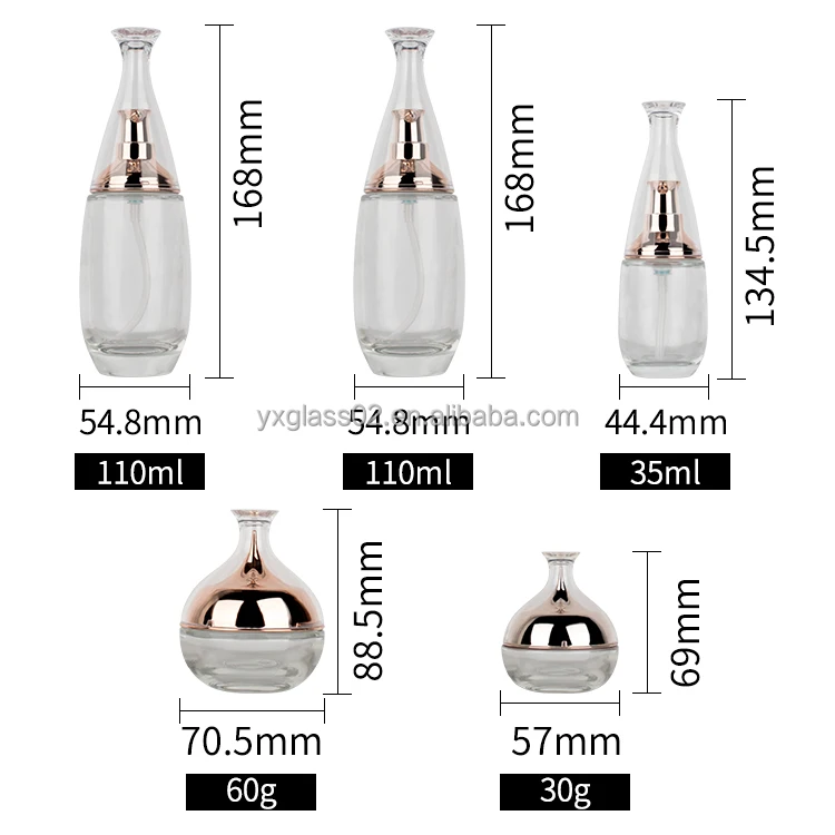 Luxury Cosmetic Packaging 100ml 50ml Glass Jars 30g Cream Container 35ml Capacity Lotion Pump Bottle Set Custom Hot Stamping details