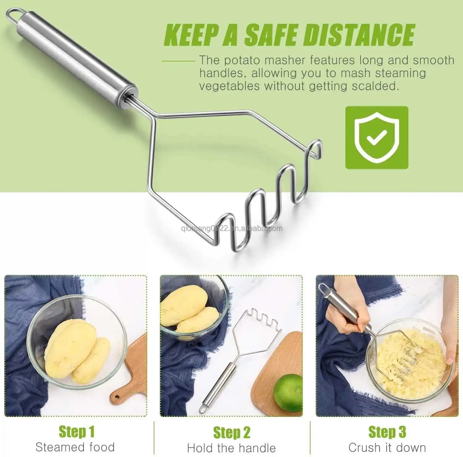 Stainless Steel Kitchen Gadget Potato Masher Press Cooking Tool Mashed  Potatoes Wavy Pressure Ricer Kitchen