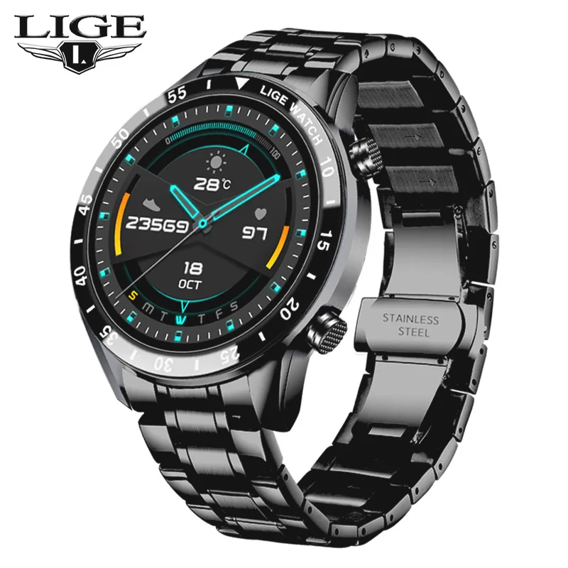 Relógio Inteligente LIGE BW0189 para Homens, Atende Chamadas, Monitora Frequência Cardíaca e Sono, Dispositivos Vestíveis à...