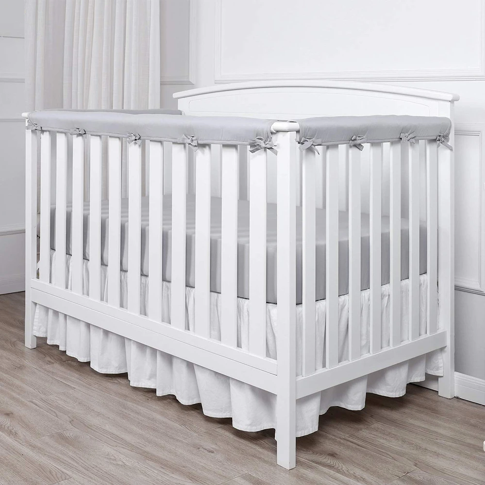 Crib Rail Cover Protector Safe Teething Guard Wrap for Long Front Crib Rails Safe and Secure Crib Cover. 