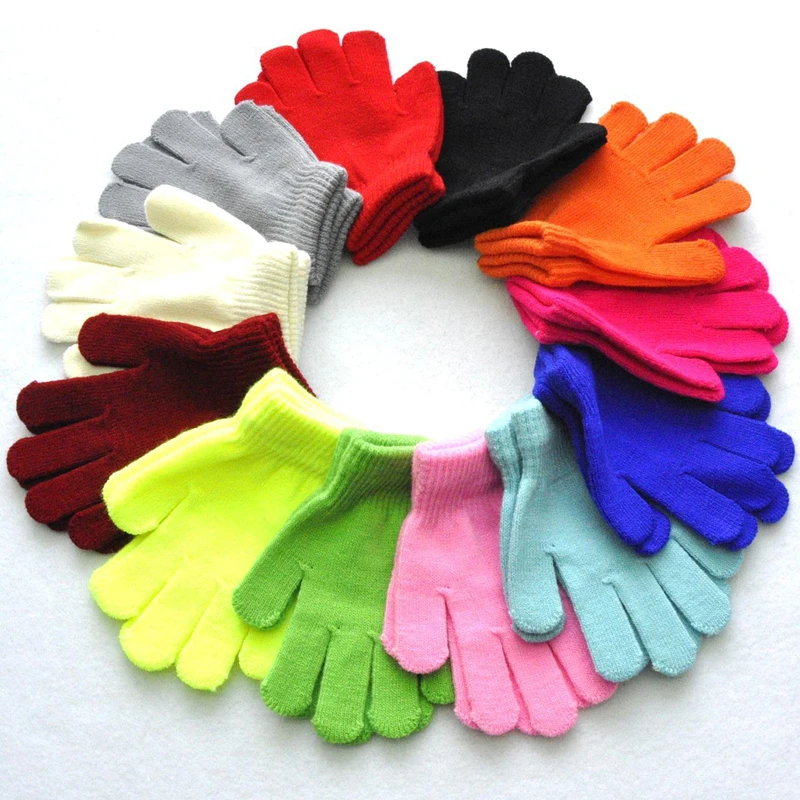 Gants Magiques Pour Enfants - Lot De 3 Paires Extensibles En Laine Douce, Motif Pelleteuse, Pour Garçons/filles De 1 à 5 Ans (hiver, Froid)