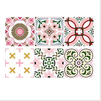 pink printing moroccan ceramic floor and wall tile use for living room and bathroom 11.8 in.x11.8 in.