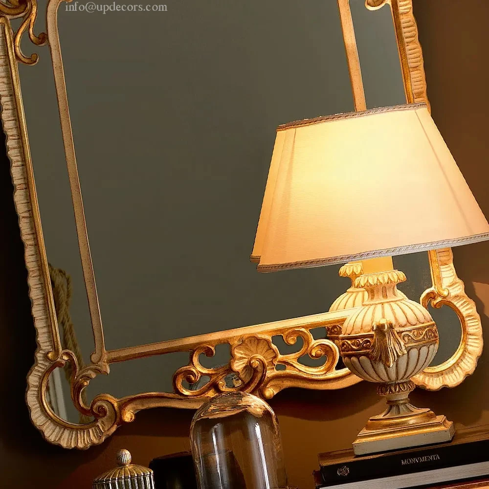 Factory Direct Sell Italian Rustic Design Wall Mirror Console Table Round Mirrors With Light for Bedrooms
