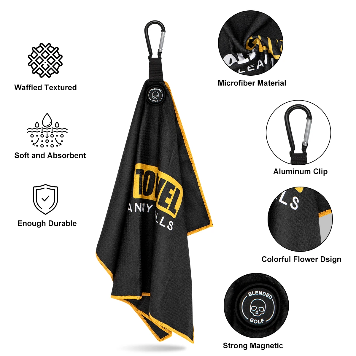 Low Moq Golf Club Towel Custom Microfiber Sublimate Golf Towel