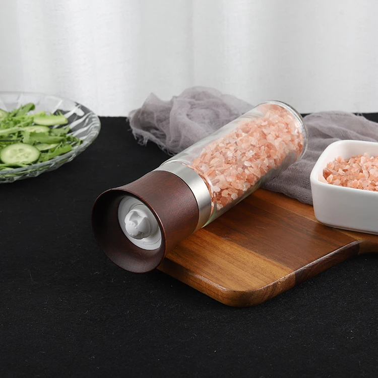 Kitchenware Pink Wooden Salt and Herb Mills Custom Logo Pepper Grinder Set Box Packed for Home Use